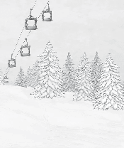 Papier peint montagne télécabine noir & blanc - Muralconcept