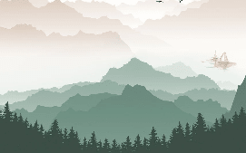Papier peint montagne dans brume terracotta - Muralconcept