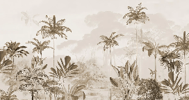 Papier peint panoramique jungle eden sépia - Muralconcept