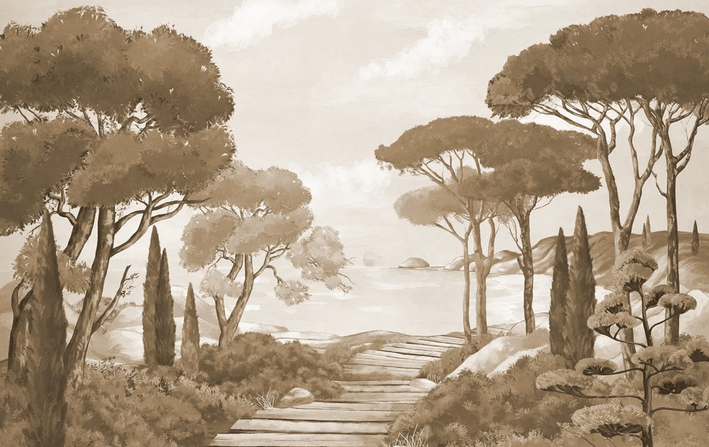 Papier peint balade dans les calanques monochrome - Muralconcept