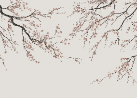 Papier peint panoramique Sakura beige - Muralconcept