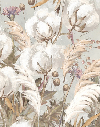Papier peint panoramique fleur coton - Muralconcept