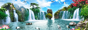 Papier peint panoramique Cascade Asie Zen - Muralconcept