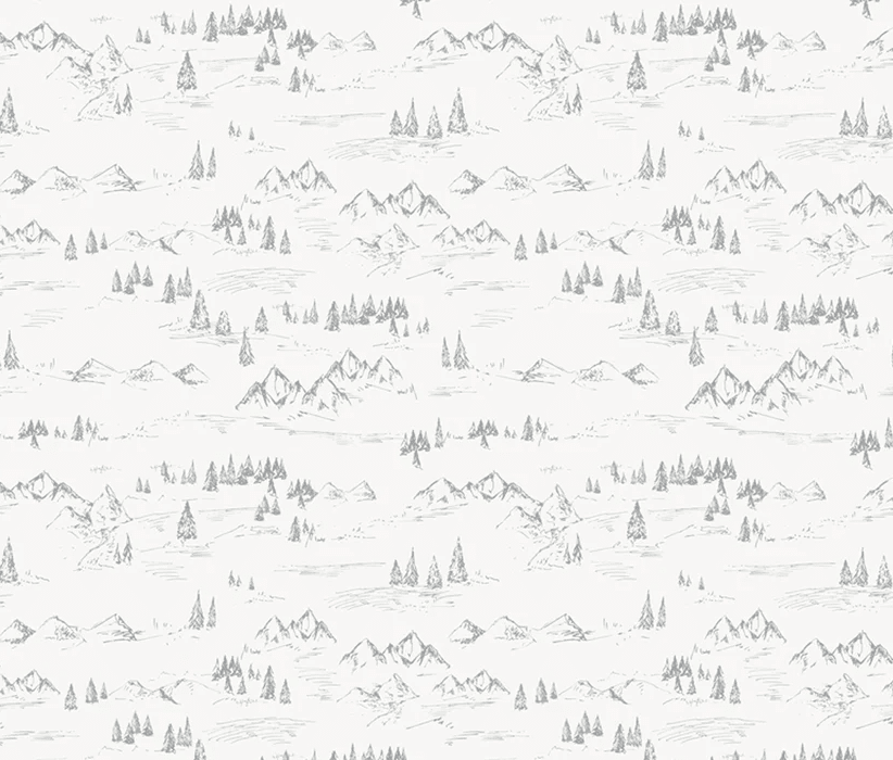 Papier peint illustration montagne et sapin - Muralconcept