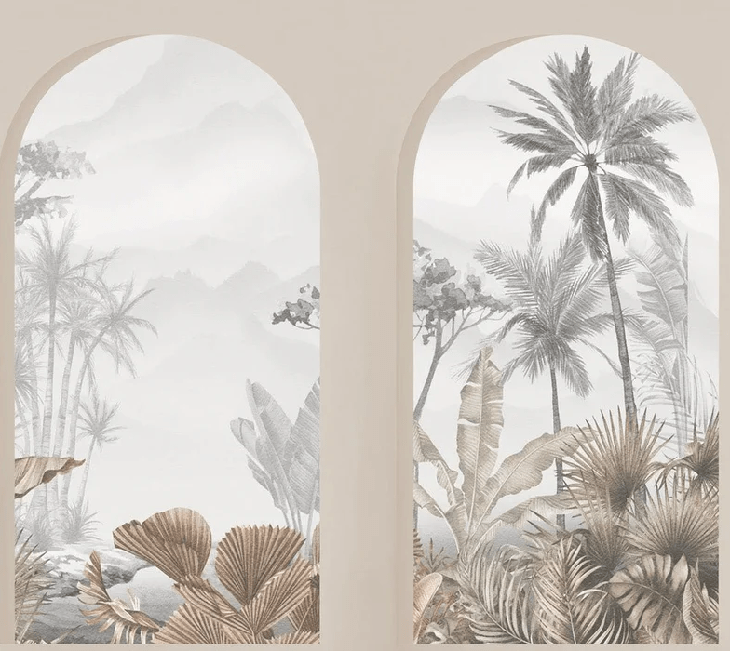 Papier peint arches tropicales sépia, XXL, tendance