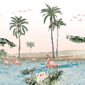 Papier peint oasis flamingo - Muralconcept