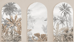 Papier peint arches tropicales sépia