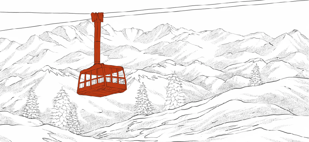 Papier peint La Plagne télécabine rouge