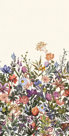 Papier peint fleurs au pinceau coloré