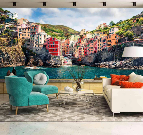 Papier peint panoramique trompe l'oeil Cinque Terre - Muralconcept