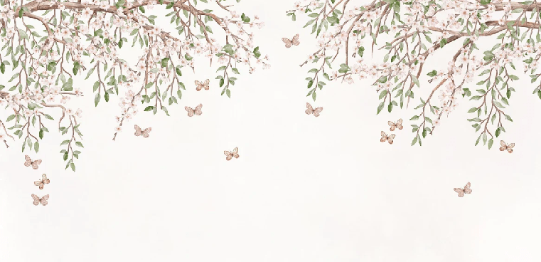 Papier peint papillons et fleurs - Muralconcept