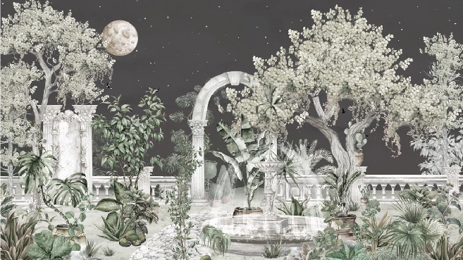 Papier peint panoramique - Jardin de minuit