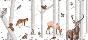 Enchanted wood wallpaper and its animals