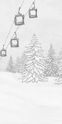 Papier peint montagne télécabine noir & blanc - Muralconcept