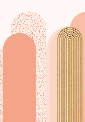Papier peint Art déco graphique tendance rosé