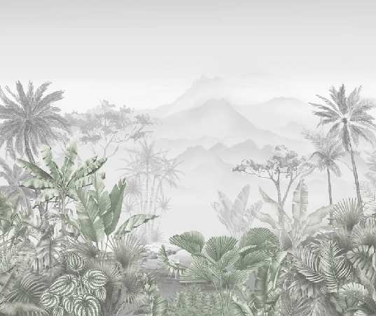 Papier peint tendance tropical vert - Muralconcept