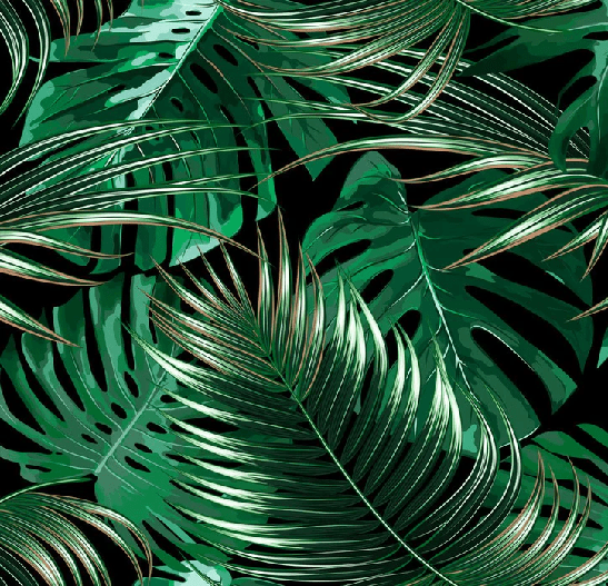 Papier peint intissé grandes feuilles vertes - Muralconcept