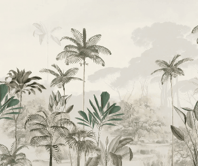 Papier peint panoramique jungle eden vert - Muralconcept