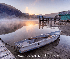 Papier peint la petite barque du bout du lac - Muralconcept