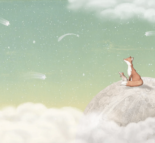 Papier peint bébé nuit apaisante vert - Muralconcept