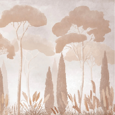 Papier peint sépia cyprès pins - Muralconcept
