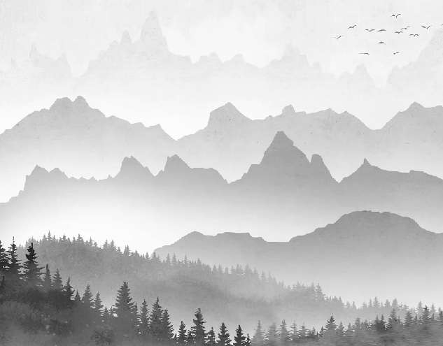 Papier peint brume matinale forêt, XXL, tendance