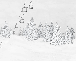 Papier peint montagne télécabine noir & blanc