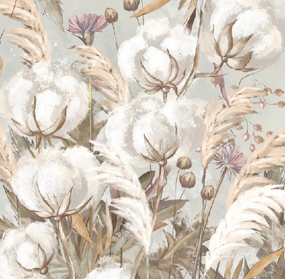 Papier peint panoramique fleur coton, XXL, tendance
