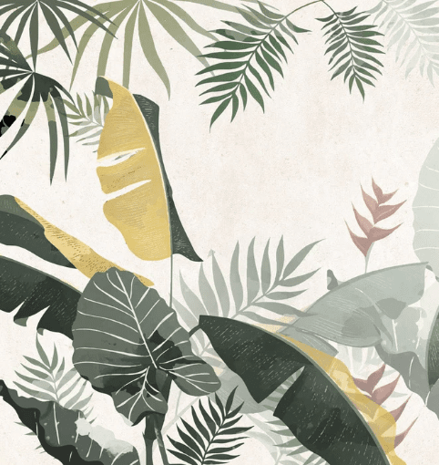 Papier peint sur mesure végétal vert jaune - Muralconcept