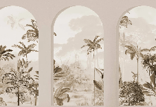 Papier peint arches luxuriantes sépia - Muralconcept