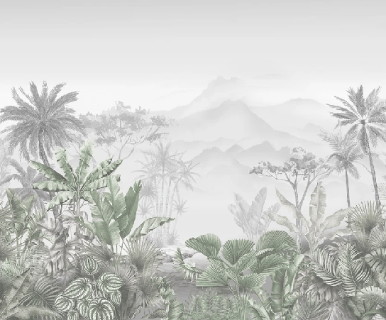 Papier peint tendance tropical vert - Muralconcept