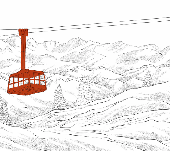 Papier peint La Plagne télécabine rouge