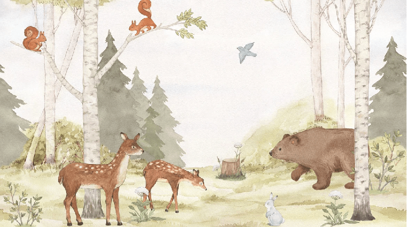Papier peint forêt enchantée chambre enfant - Muralconcept