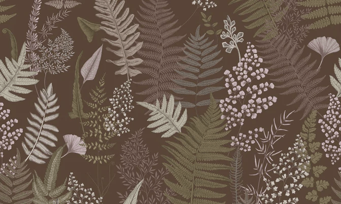 Papier peint feuille dense terracotta