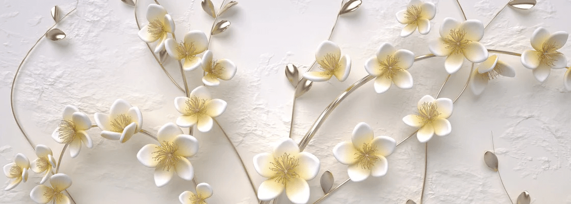 Papier peint fleurs blanches 3D