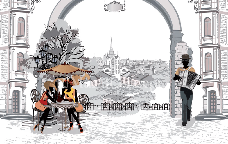 Papier peint bistrot sur un air parisien - Muralconcept