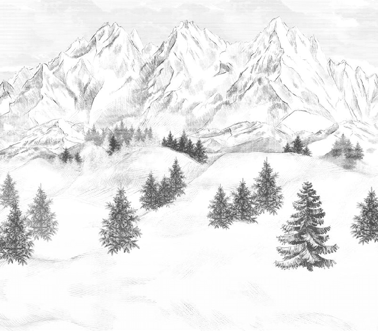 Papier peint montagne sommets de Chamonix - Muralconcept
