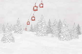 Papier peint montagne télécabine rouge