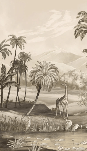 Papier peint jungle Zaphira sépia, XXL, tendance