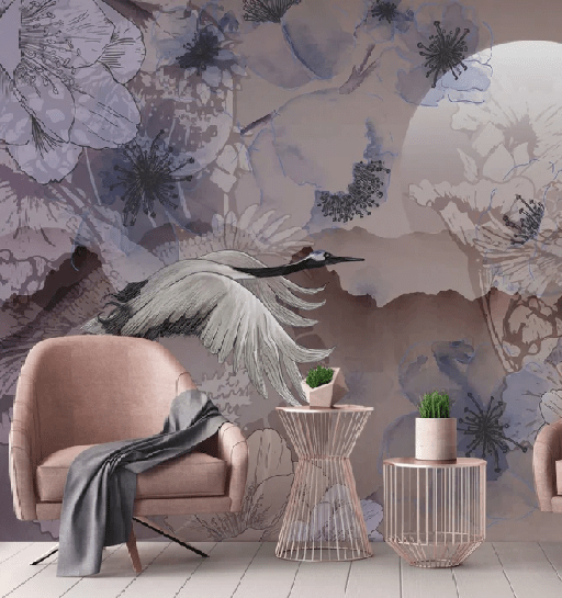 Papier peint grues japonaises - Muralconcept