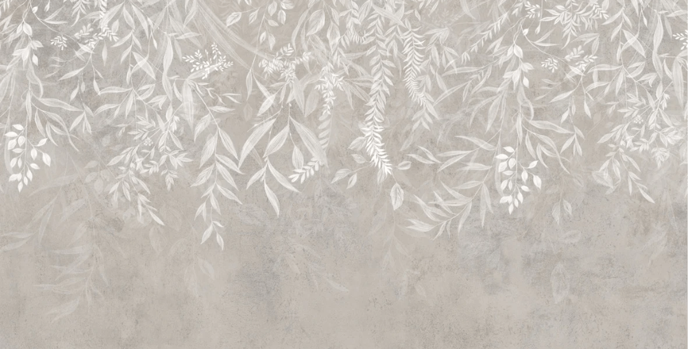 Papier peint design végétal moderne beige - Muralconcept