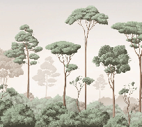 Papier peint brise légère pinède - Muralconcept