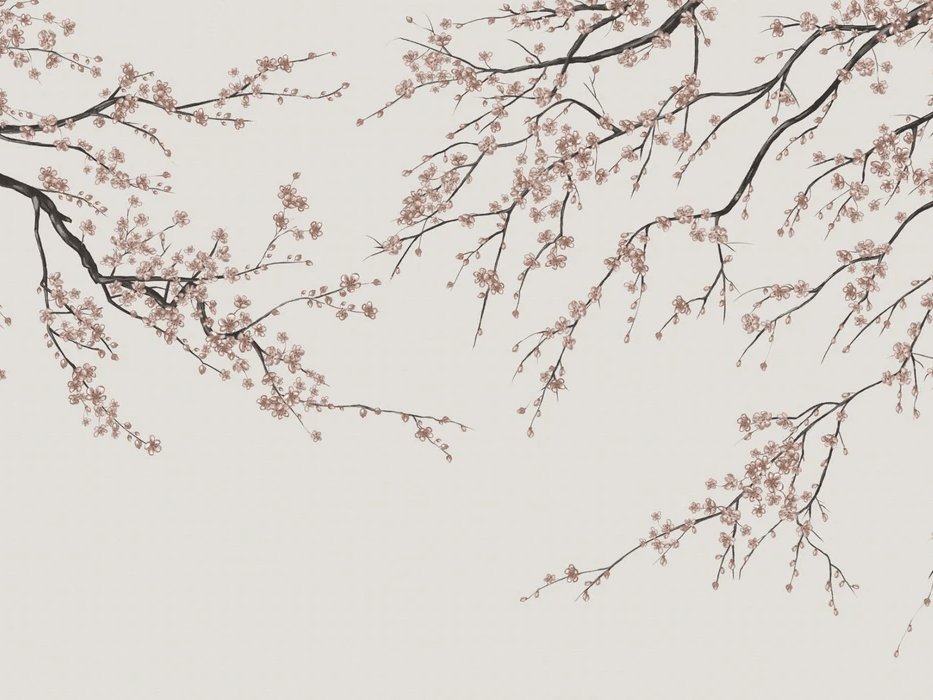 Papier peint panoramique Sakura beige - Muralconcept