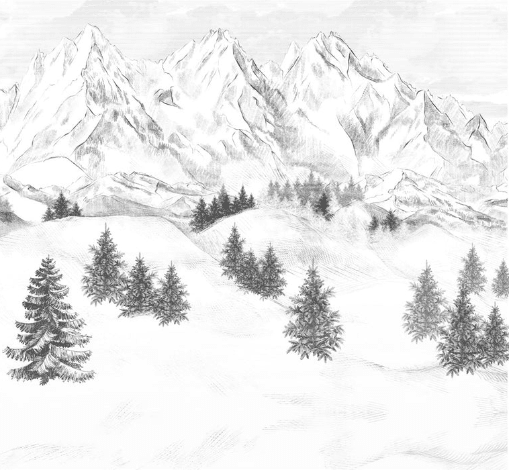 Papier peint montagne sommets de Chamonix - Muralconcept