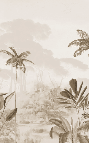 Papier peint panoramique jungle eden sépia - Muralconcept