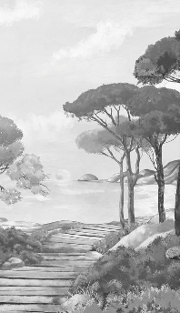 Papier peint balade dans les calanques noir et blanc - Muralconcept