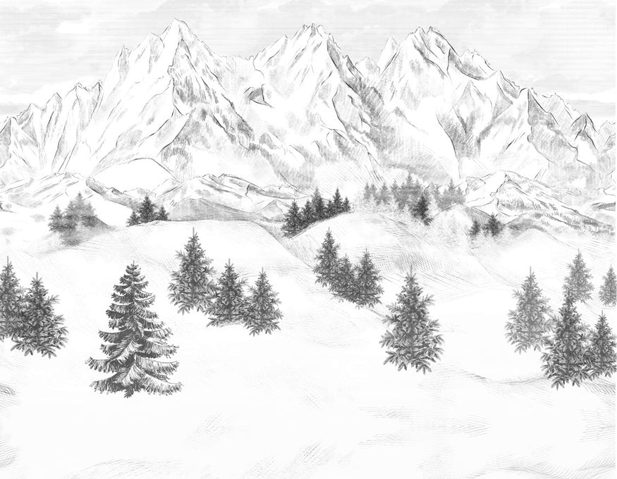 Papier peint montagne sommets de Chamonix, XXL, tendance