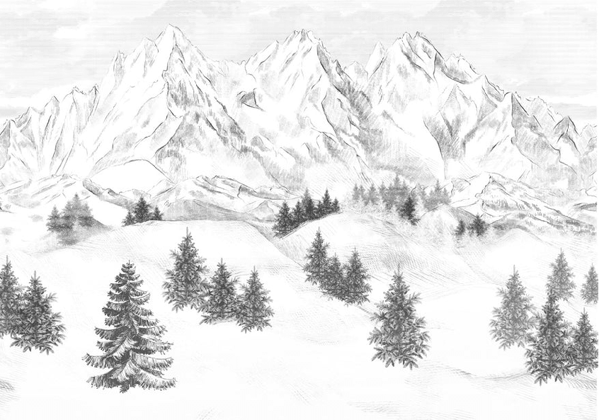 Papier peint montagne sommets de Chamonix - Muralconcept