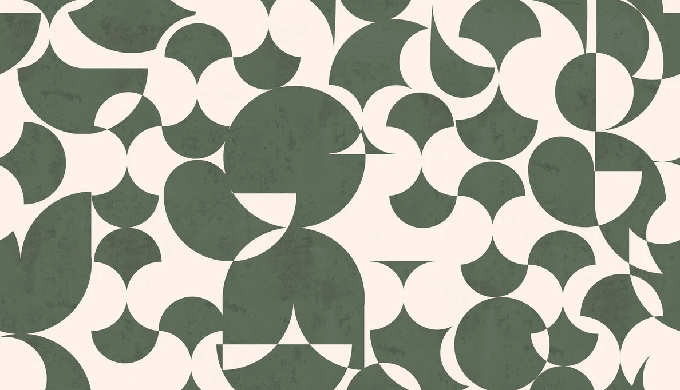 Papier peint rétro forme graphique vert - Muralconcept