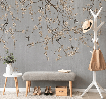 Papier peint branches fleuries - Muralconcept